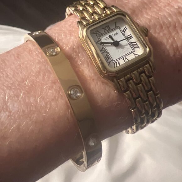 18K Gold-plated Bracelets Small Size Friendship Love Bangle Bracelets Stainless - Picture 7 of 11